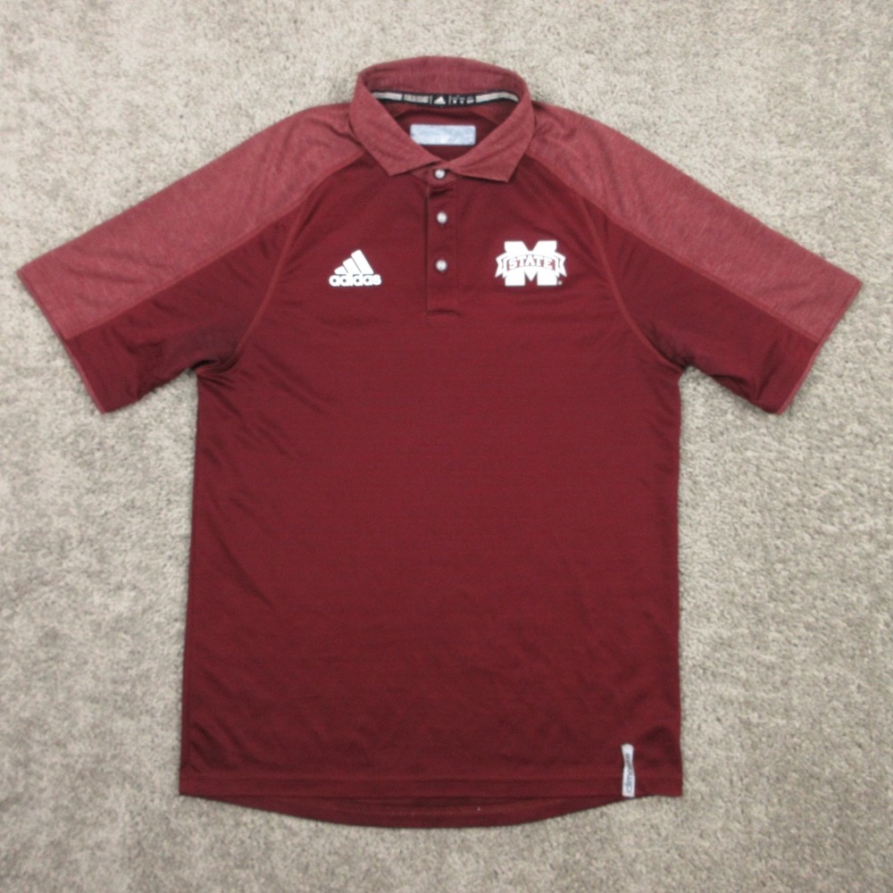 Mississippi State Bulldogs Polo Shirt Mens Small Red Adidas Performance Team